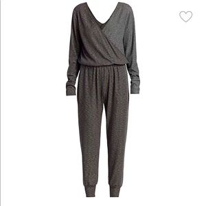 TEREZ waffle knit two tone (silver and rainbow) metallic Jumpsuit. Size S.